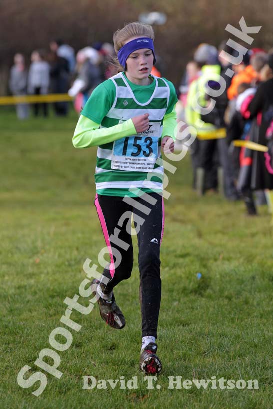 Rhian Purves (Gosforth) 3rd in the under-13 girls 2012 North East Championships, Summerhill Country Park, Hartlepool.